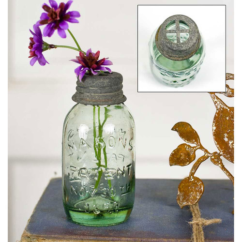 Small Mason Jar With Flower Frog - Box of 6 Small Mason Jar With Flower Frog - Box of 6