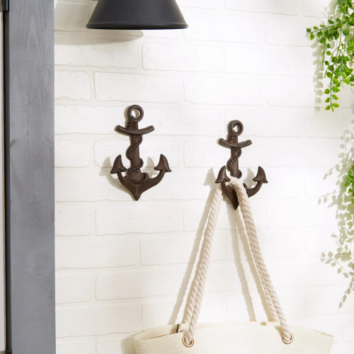Nautical Anchor Wall Hook Set with Rope - Pack of 2 Nautical Anchor Wall Hook Set with Rope - Pack of 2