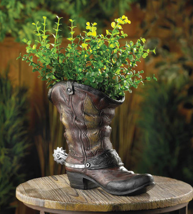 WESTERN COWBOY BOOT SHOE VASE FLOWER POT PLANT PLANTER GARDEN YARD ART ...