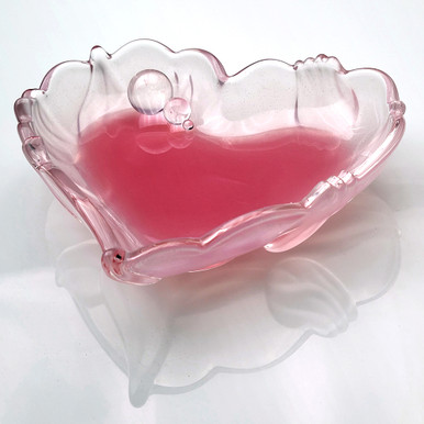 Dabitat™ Silicone Dishware: Pink Glitter Tulip Heart Glass Dish