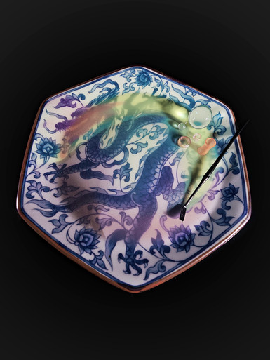 Dabitat™ Dishware: Sunset Dragon Large Ceramic Plate DABITAT-23CERAMICSUNSETDRAGON