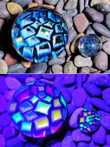 Hefe Glass Marble, UV Glow 2pc Set HEFE-MIB-UVSQUARES-2PSSET