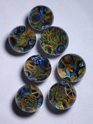 Hefe Gold/Silver Murrine Marbles ~21mm