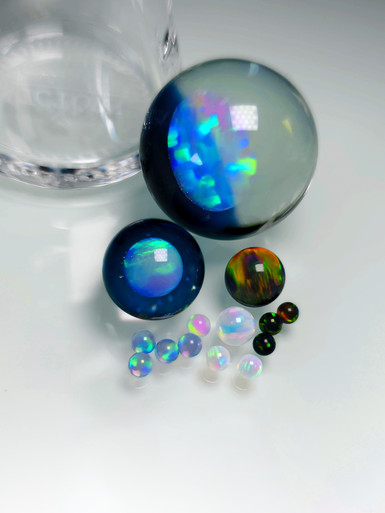 Heavy Blue Stardust Encased Opal Marble Curated Set MARNI420-MIBOPAL-SET-CFLSTARDUST