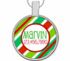 Holiday Stripes Silver Pet ID Tag