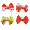 Red and Green Chevron & Dot Dog Bows