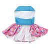 Pink and Blue Plumeria Floral Dog Dress with Matching Leash