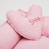 Louisdog Irish Linen Boom & Heart Pillow/Pink Stripes