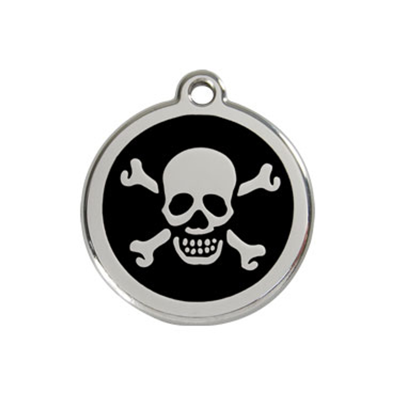 Skull & Crossbones Stainless Steel Enamel ID Tag