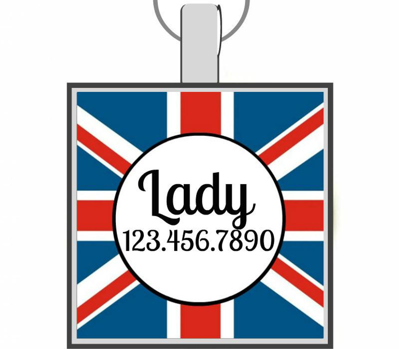 Union Jack Silver Pet ID Tags