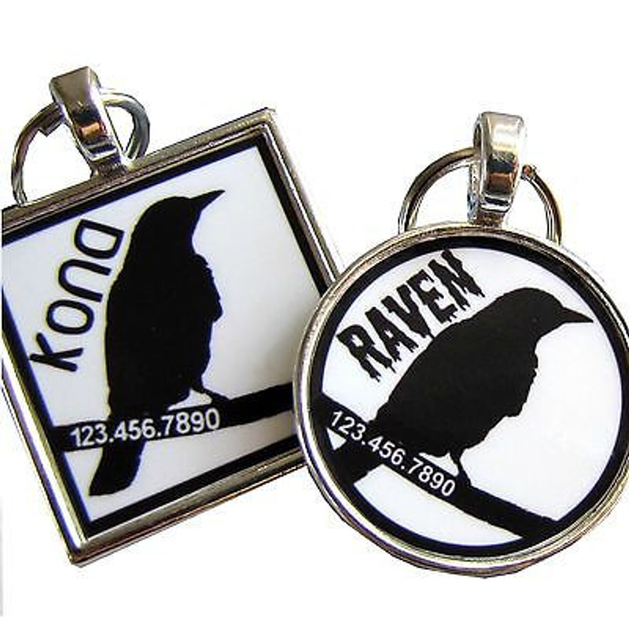 Raven Silver Pet ID Tags