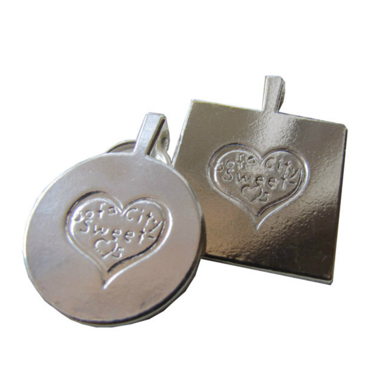 Scattered Hearts Silver Pet ID Tags