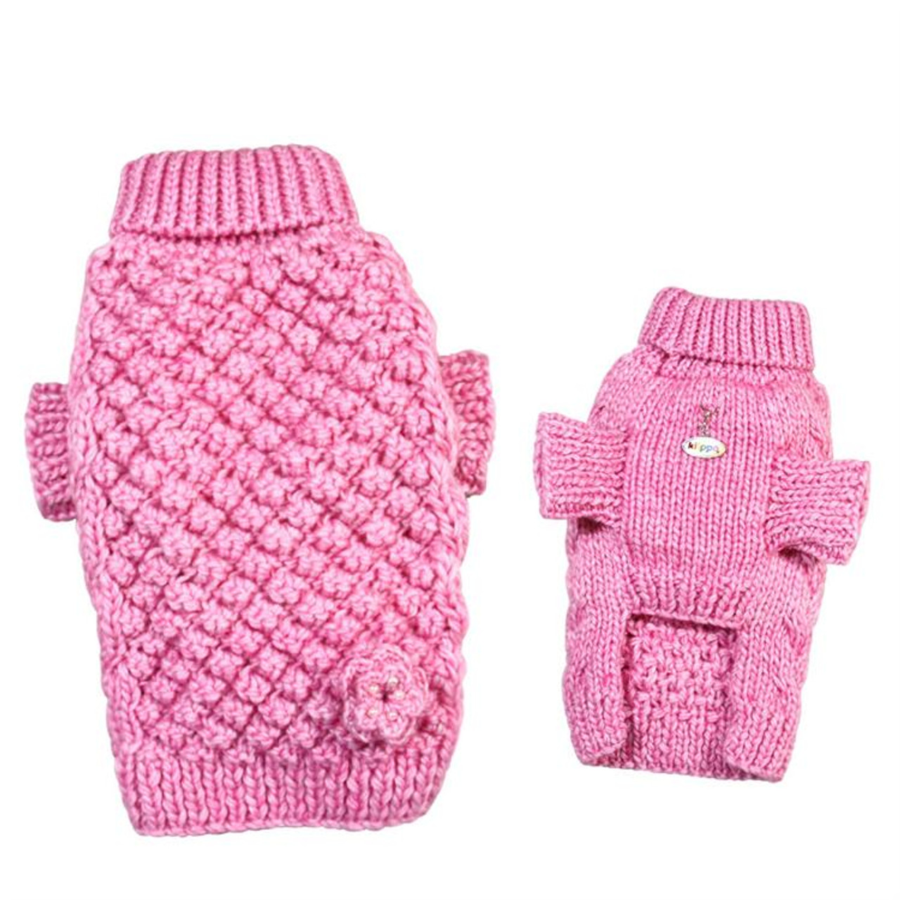 Pink Bobble Stitch Turtleneck Dog Sweater