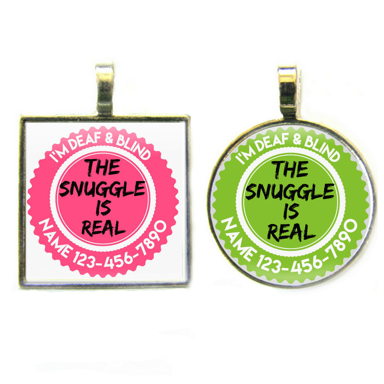 The Snuggle Is Real Silver Pet ID Tags