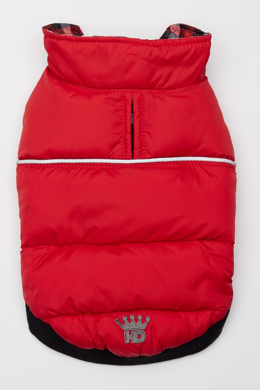 Flex-Fit Reversible Puffer Vest - Red/Gingham