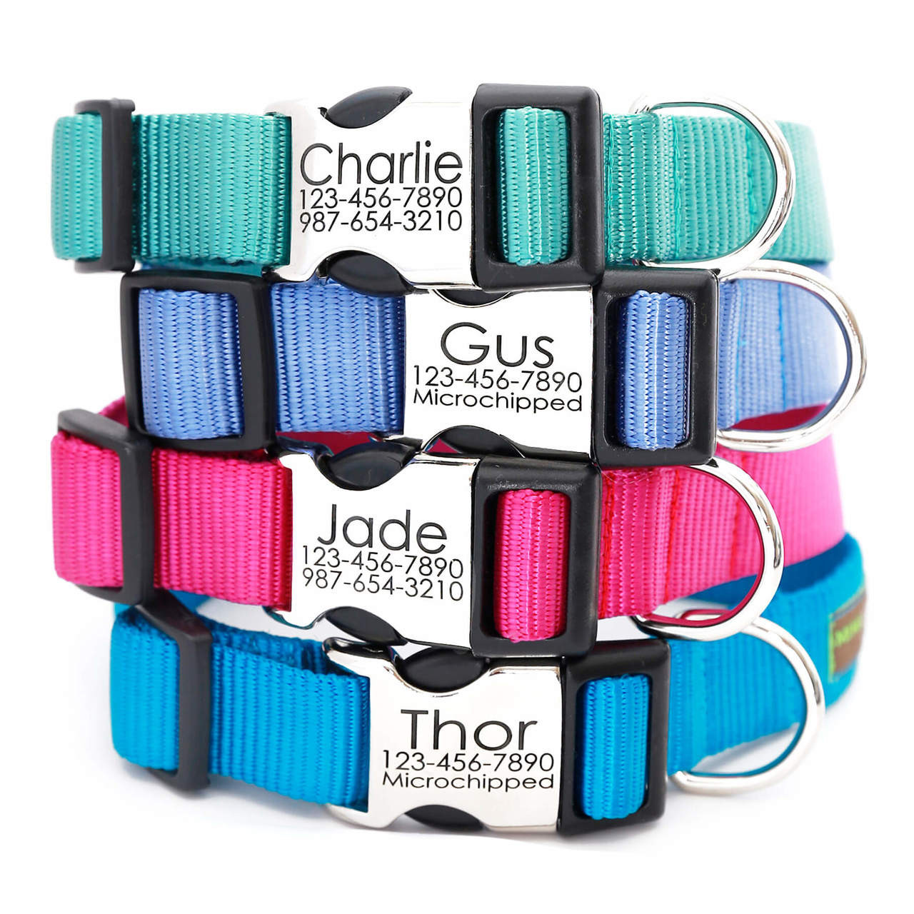 Engraved Buckle Nylon Webbing Personalized Dog Collars