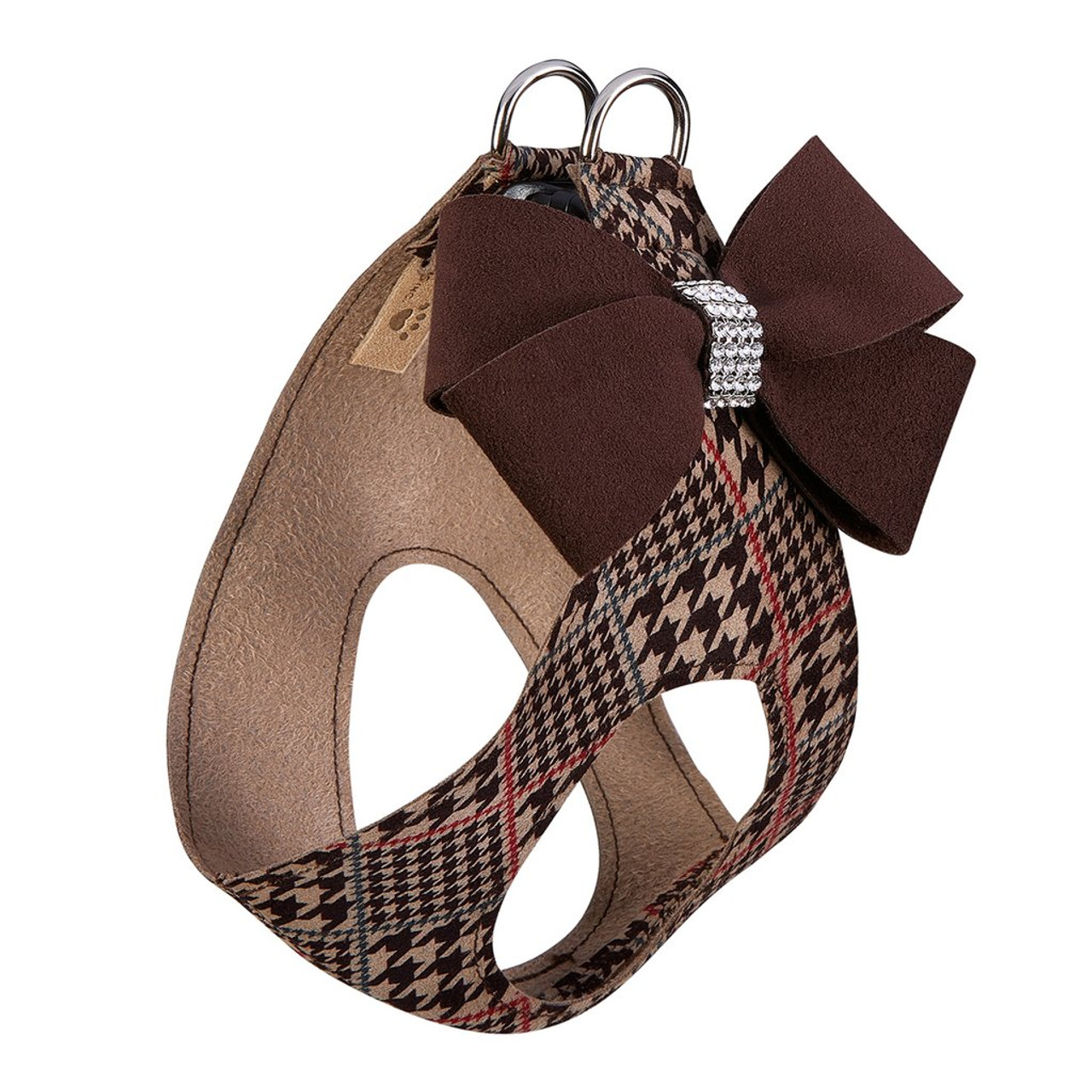 Susan Lanci Chocolate Glen Houndstooth Nouveau Bow Step In Harness