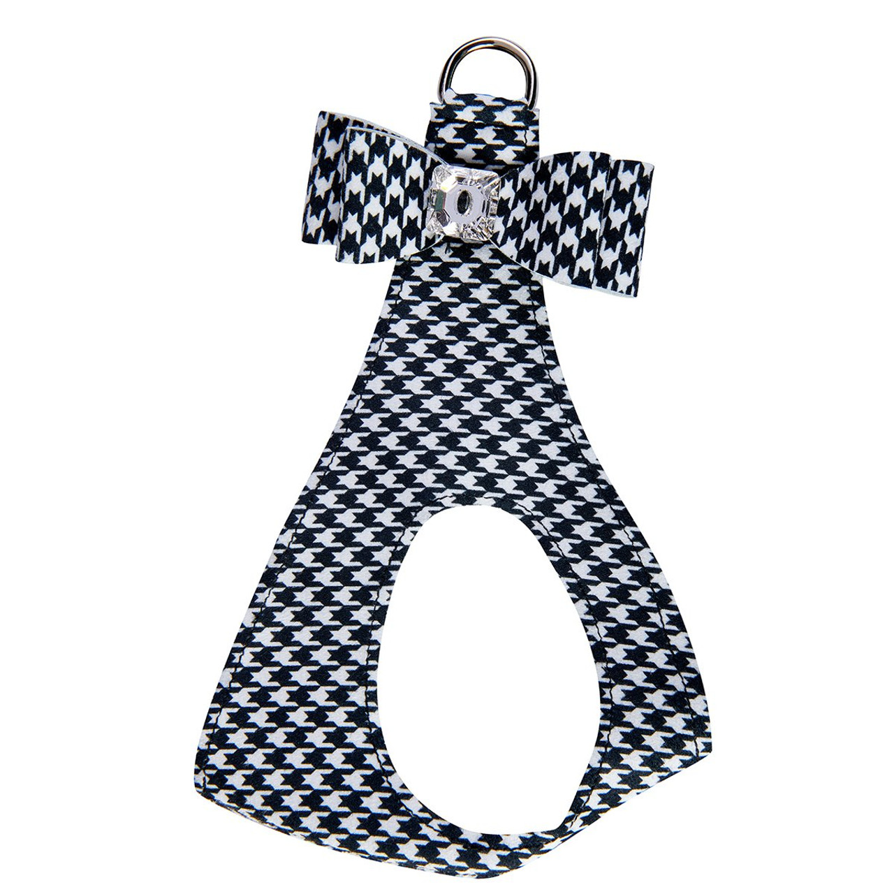 Susan Lanci Black & White Houndstooth Big Bow Step In Harness