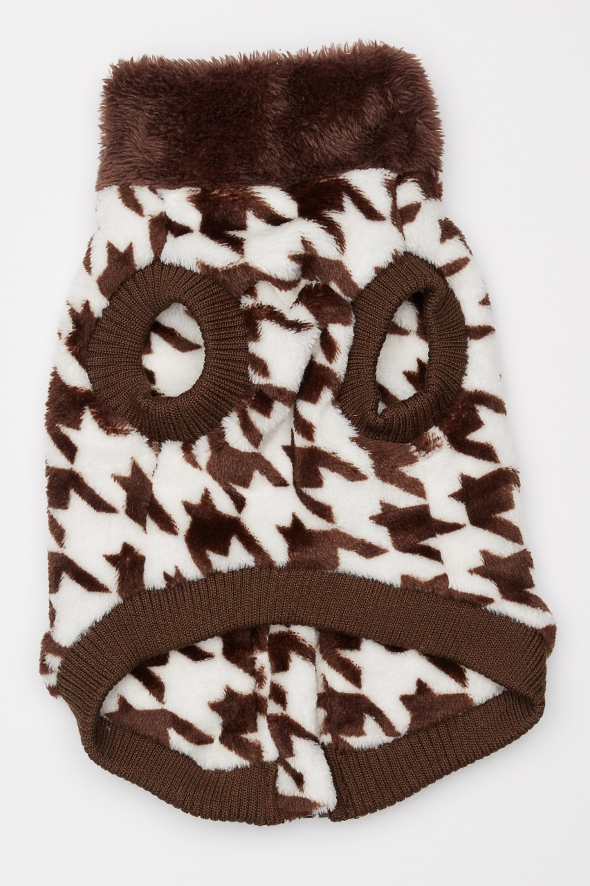 Butter Fleece Dog Vest - Brown Houndstooth