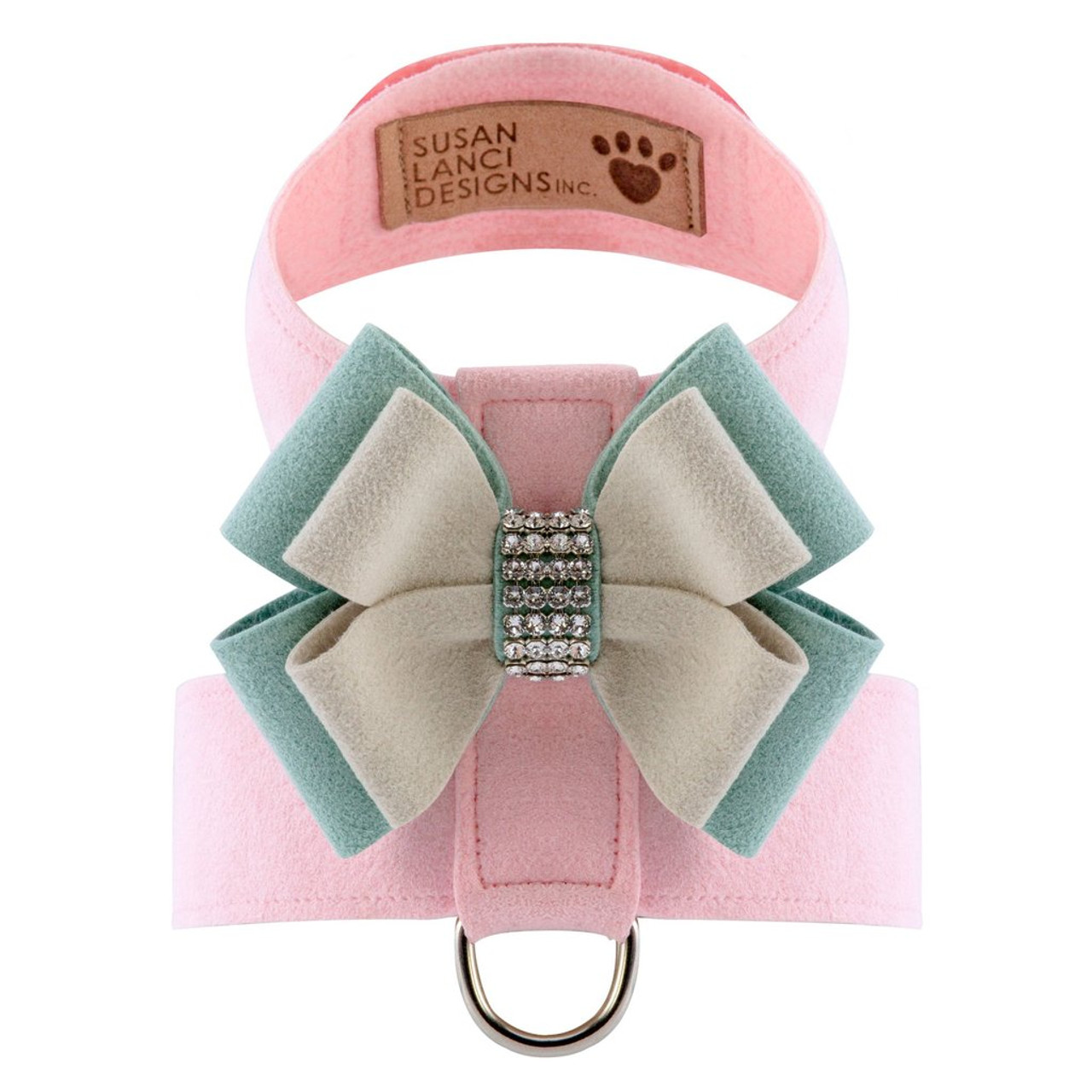 Doe/Mint Bow on Puppy Pink Harness