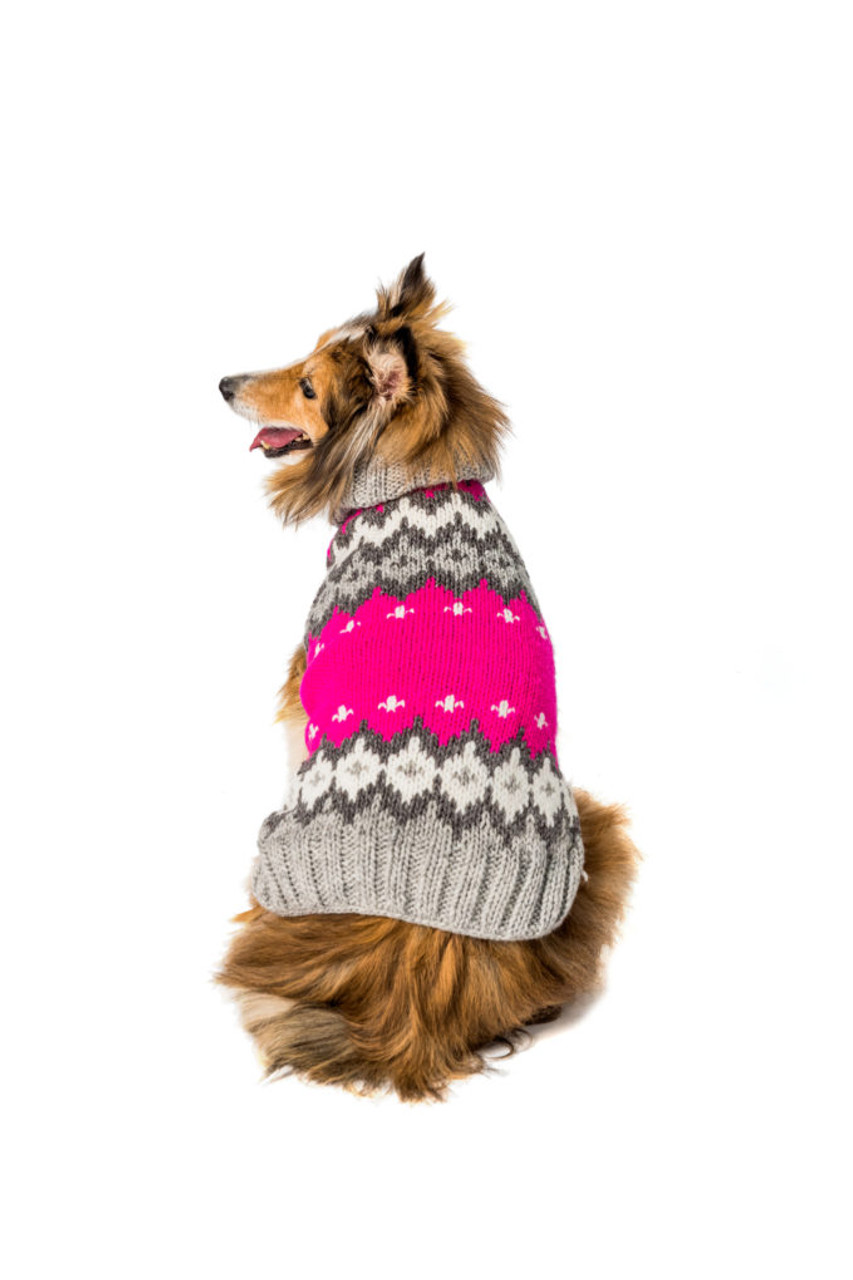 Hot Pink Ski Wool Dog Sweater