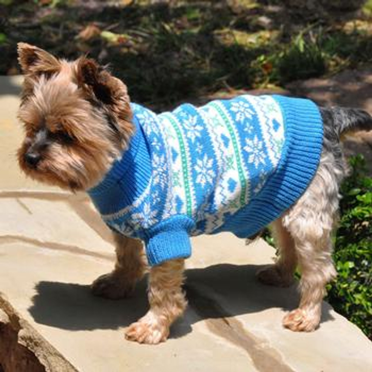 Combed Cotton Snowflakes and Hearts Dog Sweater 