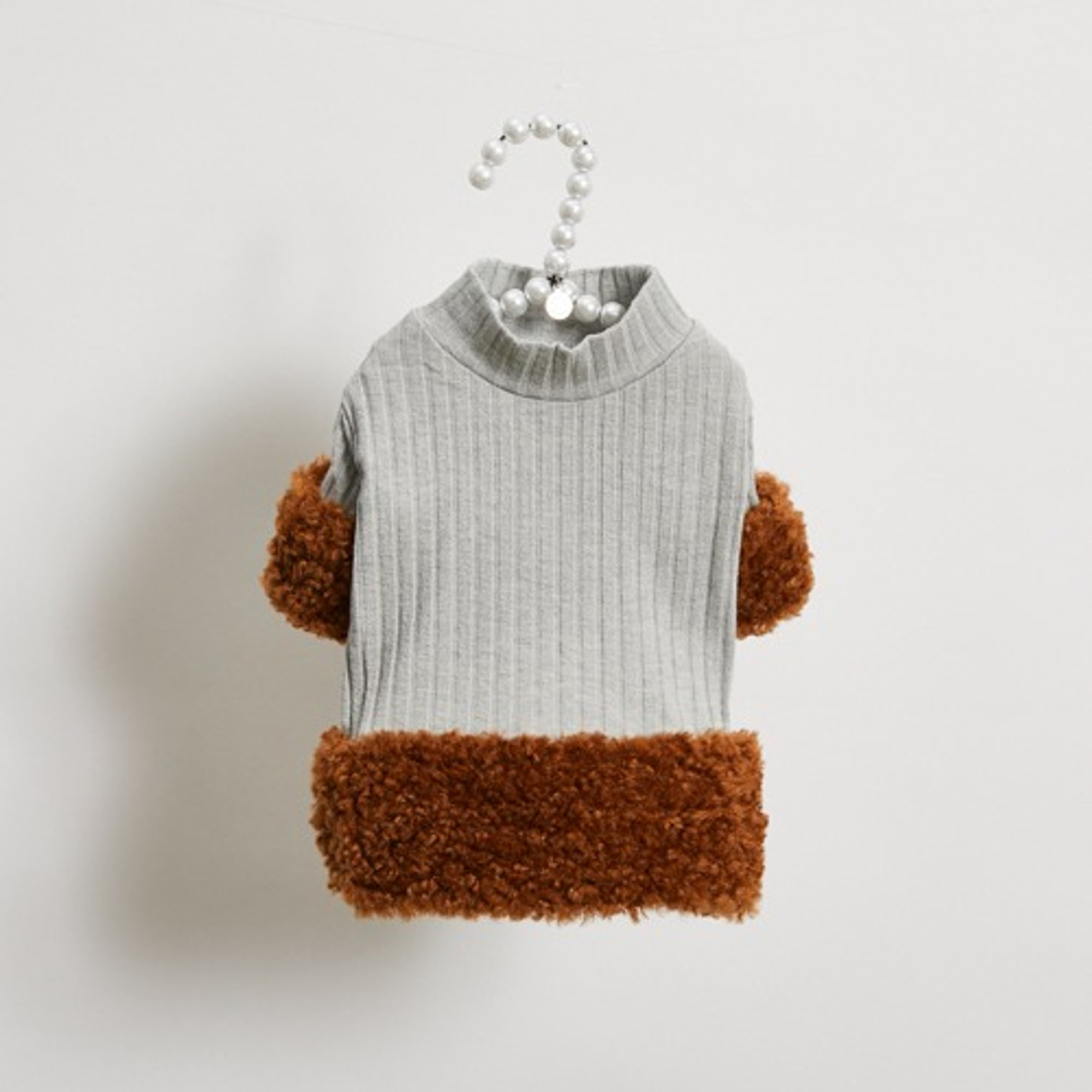 Louisdog Fur Sleeves Turtleneck/Light Grey