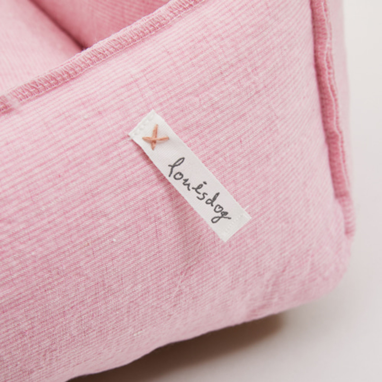 Louisdog Irish Linen Boom & Heart Pillow/Pink Stripes