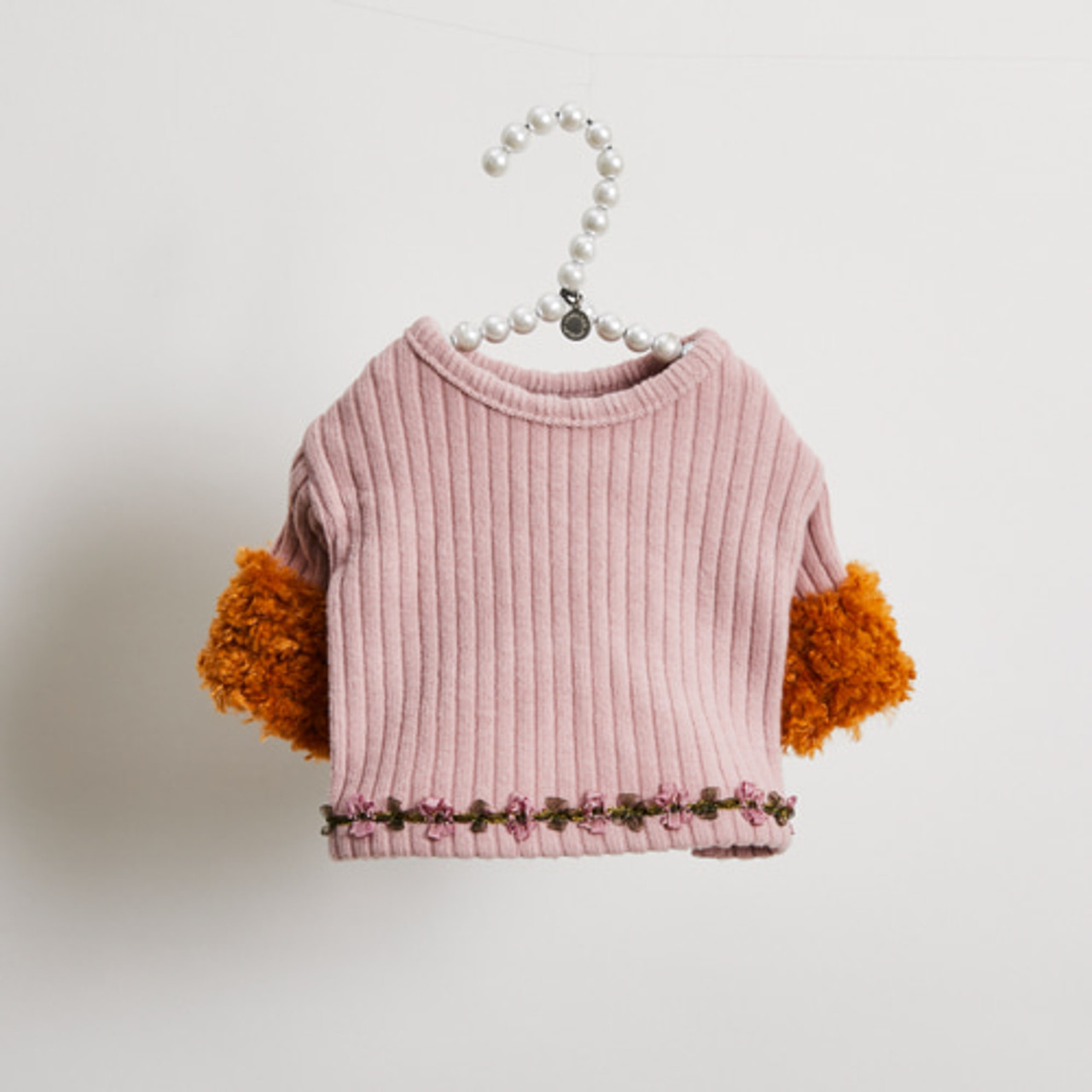 Louisdog Fur Sleeves T-Shirt/Pink Salt