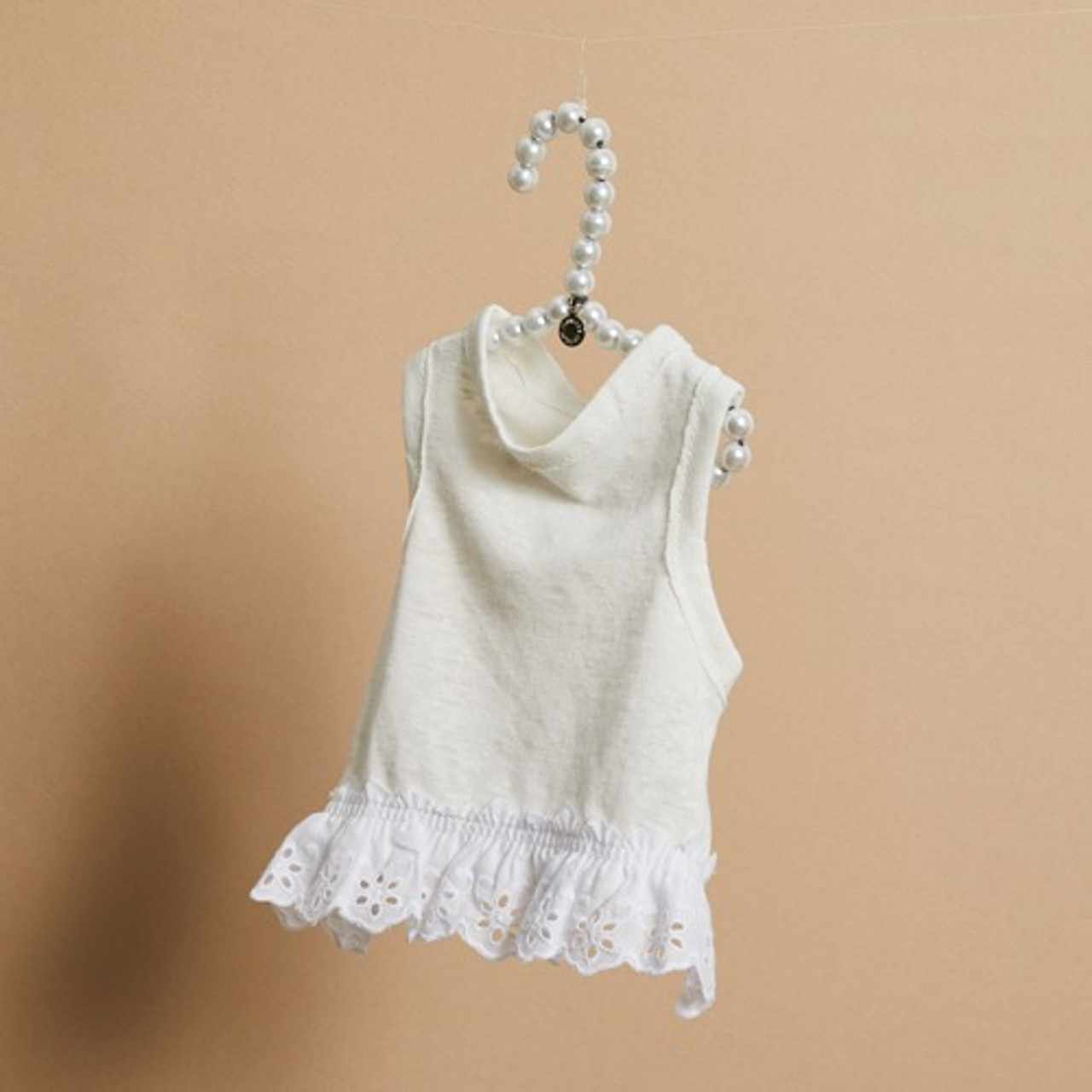 Louisdog White Frill Linen Sleeveless