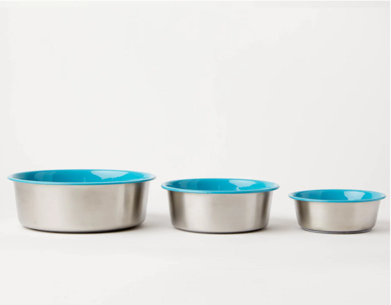 Slow Feeder Dog Bowl Blue - Anti Slip Stainless Steel