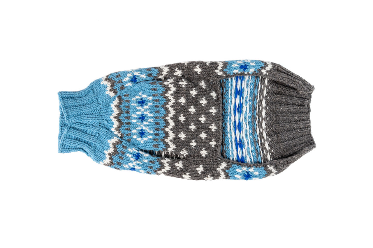 Light Blue Fairisle Wool Dog Sweater