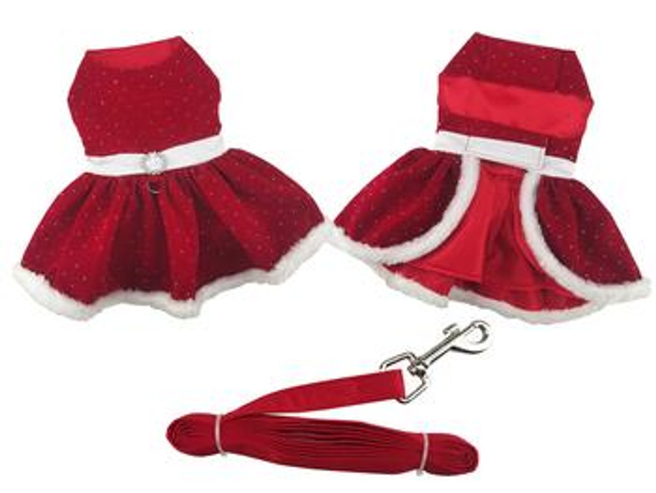 Holiday Dog Harness Dress - Red Velvet Sparkle