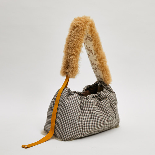 Louisdog Heritage Check Fur Sling Bag
