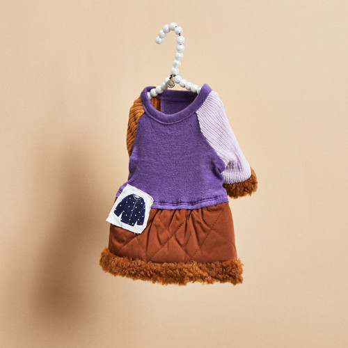 Louisdog Berry & Caramel Quilted Dress