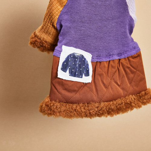 Louisdog Berry & Caramel Quilted Dress