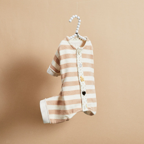 Louisdog Button Stripe Pants/Nude