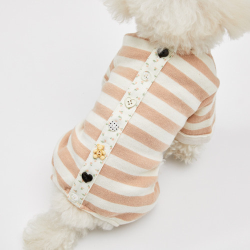 Louisdog Button Stripe Pants/Nude