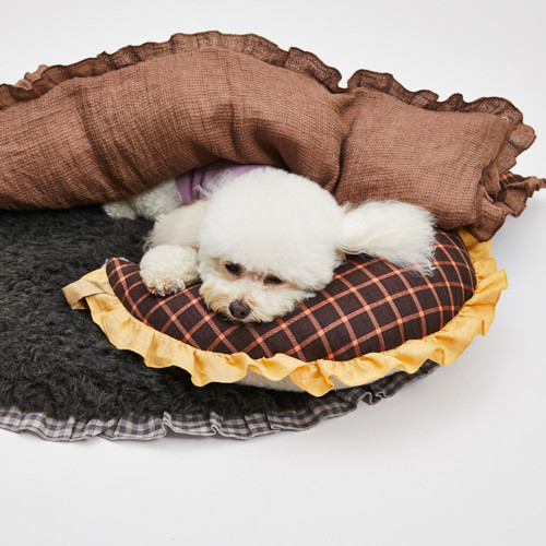 Louisdog Browny Check Moon Pillow