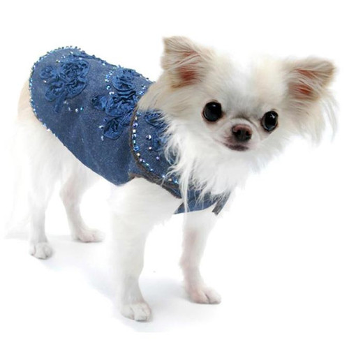 Small Denim Dog Dress Casual Pet Cat Sweet Apparel Cute Ruffles Puppy  Clothes | eBay