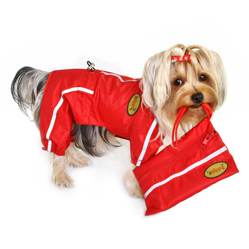 Reflective Dog Raincoat Bodysuit with Matching Pouch