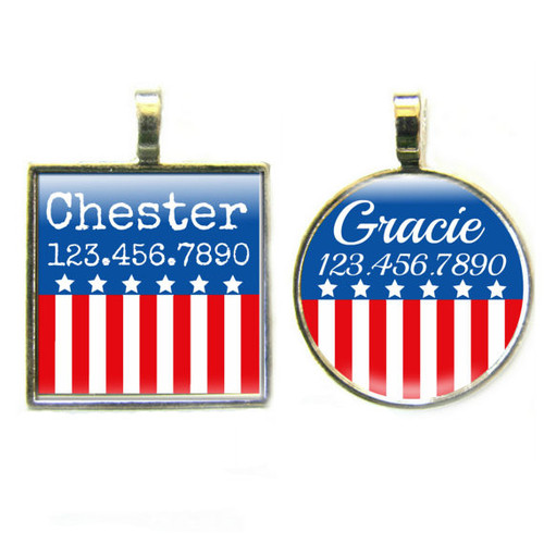 Patriotic Silver Pet ID Tags