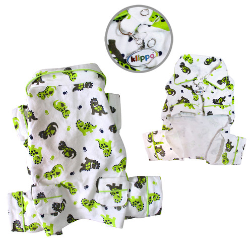 Playful Dinosaur Flannel Dog Pajamas