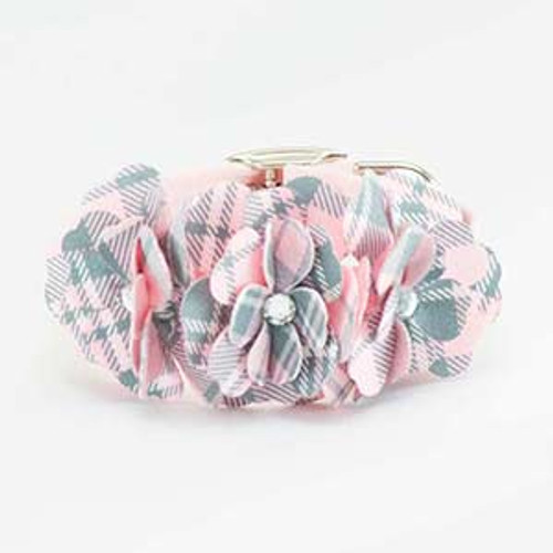 Susan Lanci Scotty Puppy Pink Plaid Tinkies Garden Ultrasuede Collar