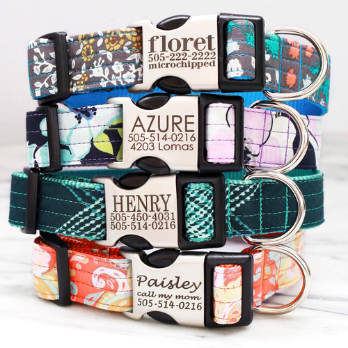 Engraved Buckle Voile Personalized Dog Collars