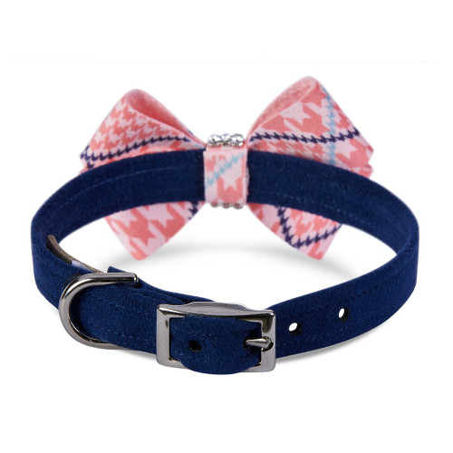 Susan Lanci Peaches N' Cream Glen Houndstooth Nouveau Bow Collar