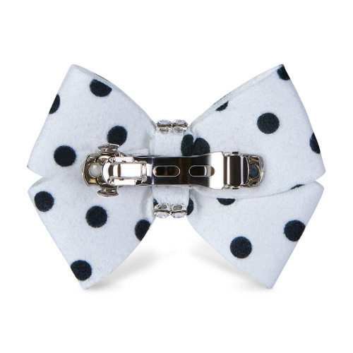 Susan Lanci Black and White Polkadot Nouveau Bow Hair Bow