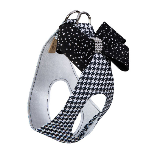 Susan Lanci Black & White Houndstooth Silver Stardust Nouveu Bow Step in Harness
