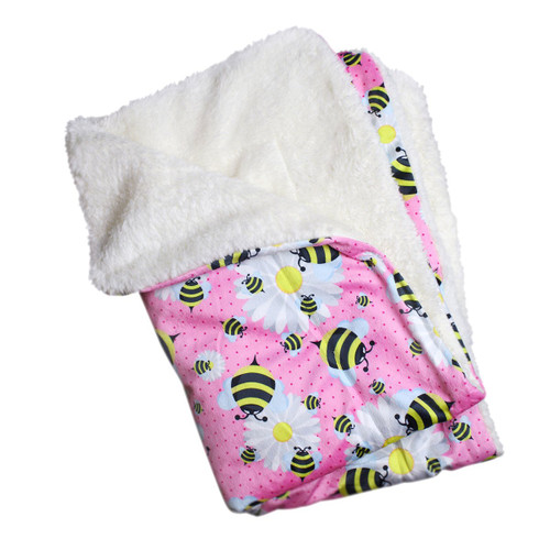 Ultra Soft Minky Bumblebees And Flowers Dog Blanket