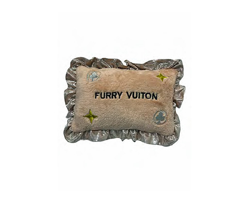 Furry Vuiton Dog Pillow Rose